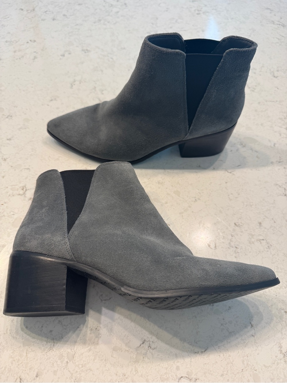 Tahari Rowena Gray Suede Chelsea Ankle Booties